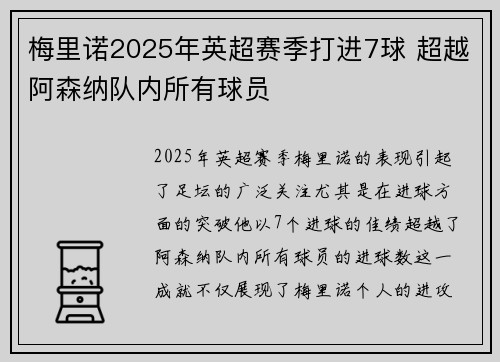梅里诺2025年英超赛季打进7球 超越阿森纳队内所有球员
